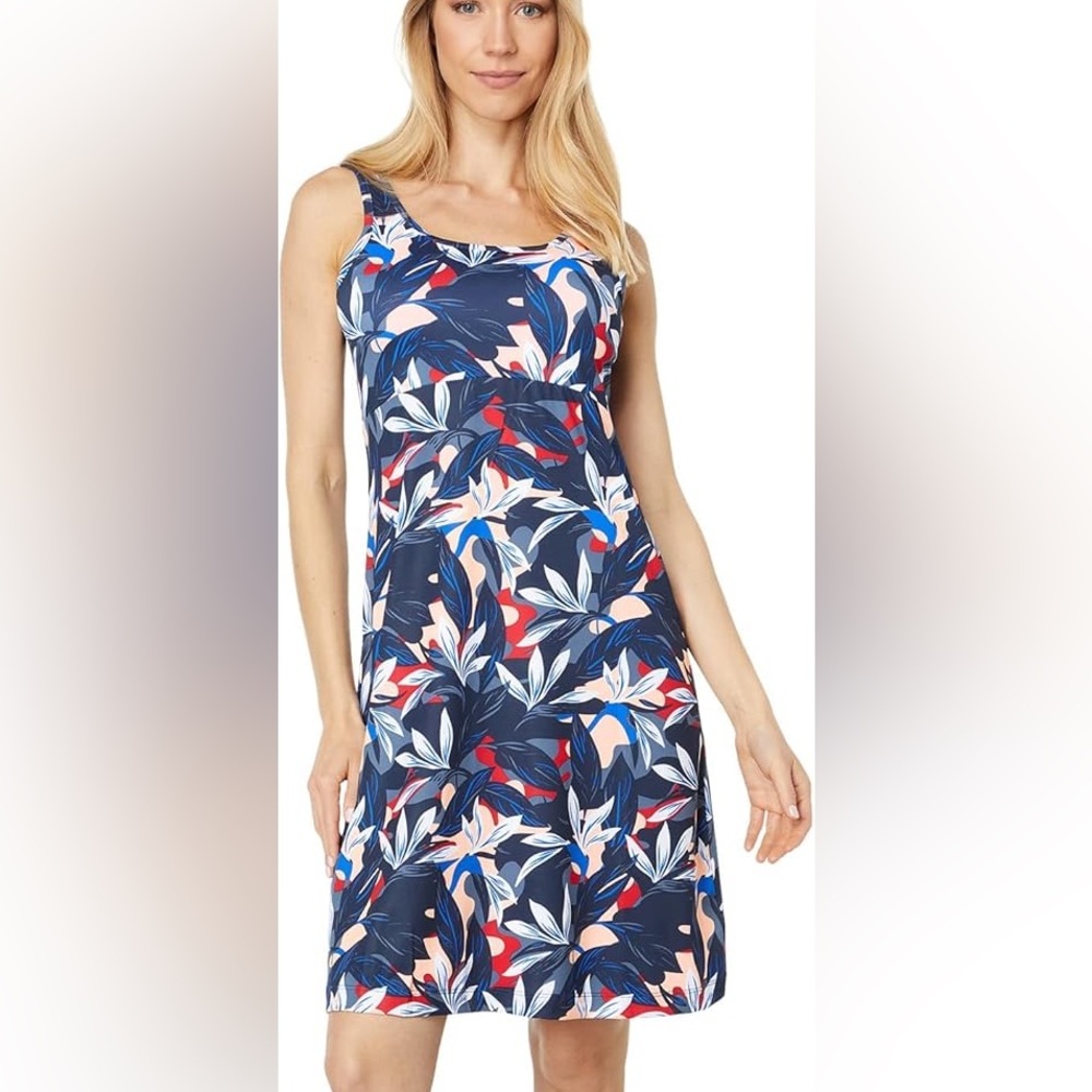 Floral Sleeveless Dress - Navy, Red, White